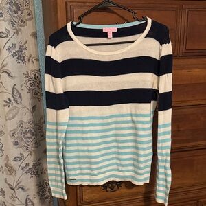Lilly Pulitzer Blue and Cream Knit Top